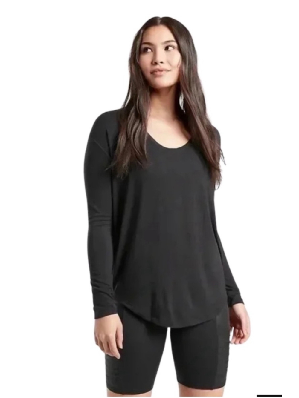 Women's Athleta Cloudlight Stratus Long Sleeve Tee Black Size M super Comfy